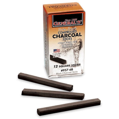 General's Charcoal Compressed Charcoal Box of 12 (Hard, 2B)