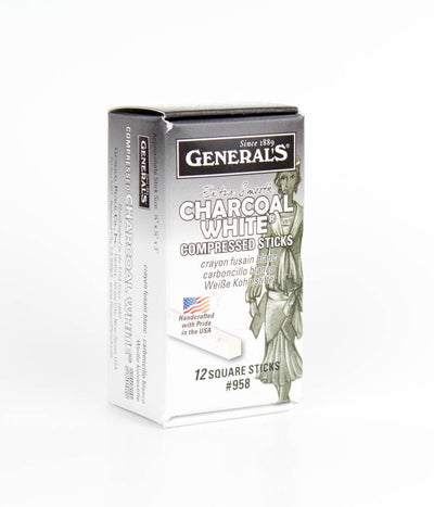 General's Charcoal General's Charcoal Compressed Sticks White Bx 12 #958