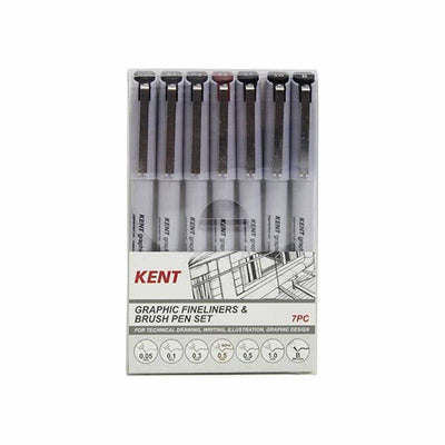Kent Spectra Marker Kent Graphic Fineliner & Brush Pen Set of 7