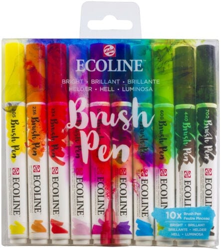 5-Color Red Ecoline Brush Pen Set