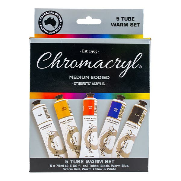 Chromacryl Acrylic Student Set 5 x 75ml  Assorted Colours