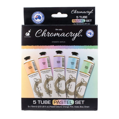 Chromacryl Acrylic Student Set 5 x 75ml  Assorted Colours