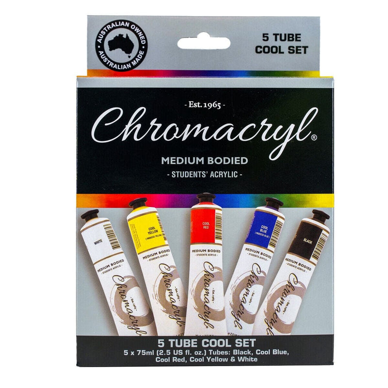 Chromacryl Acrylic Student Set 5 x 75ml  Assorted Colours