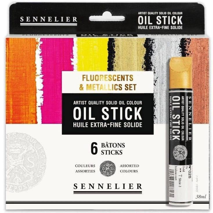 Sennelier Oil Sticks Fluorescent & Metallic Set 6x38ml