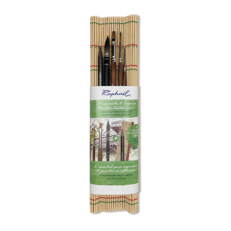 Raphaël Stocked Bamboo Brush Roll (Sketching and Watercolour)