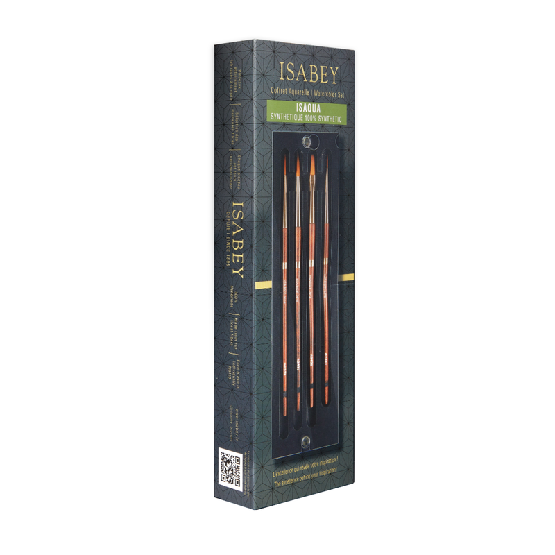 Isabey Synthetic Watercolour Brush Set of 4 in Black Box