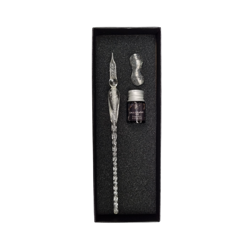 3 Piece Glass Dip Pen Set with Ink