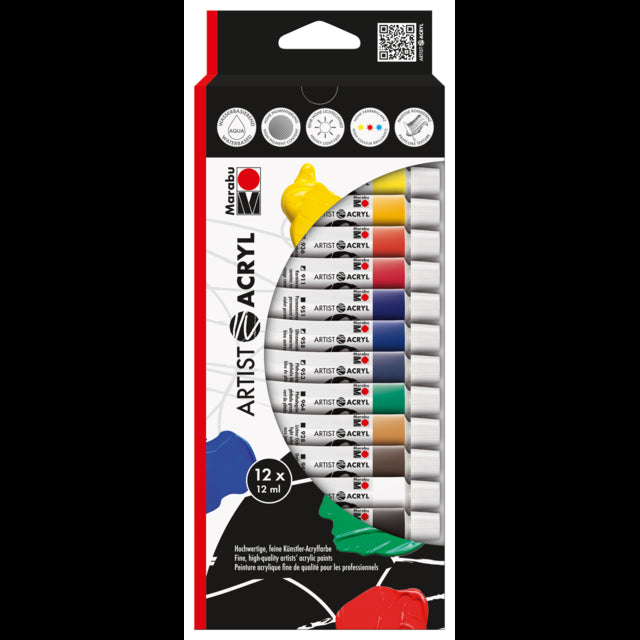 Artist Acrylic Set 12 x 12ml tubes