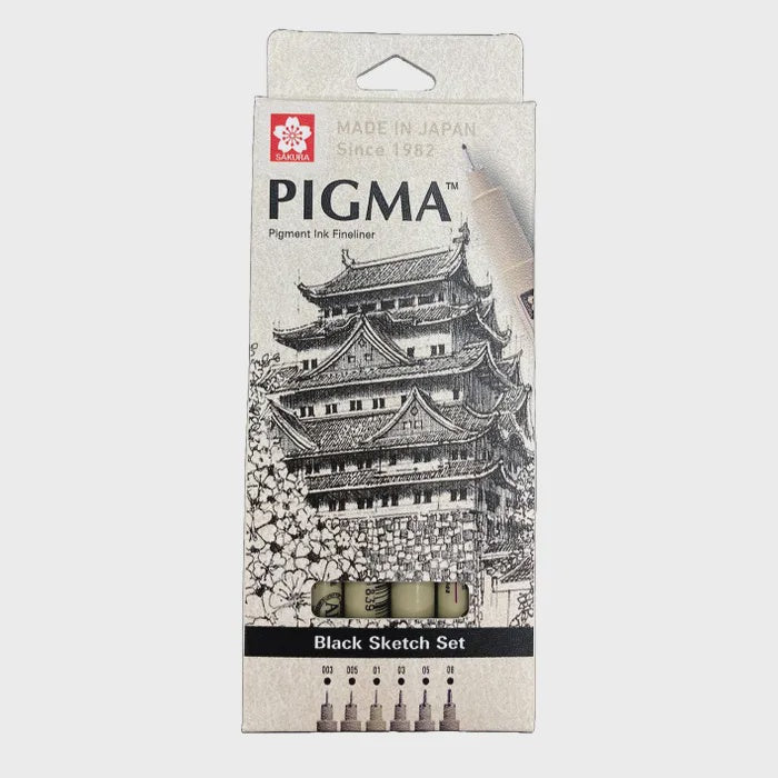 Sakura Pigma Black Sketch Set of 6