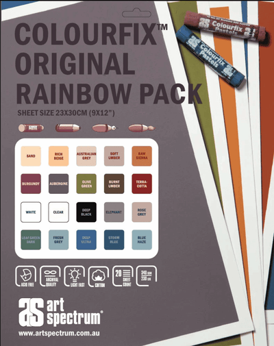 Art Spectrum Paper Colourfix Pastel Paper Original Rainbow Pack 20 Sheets