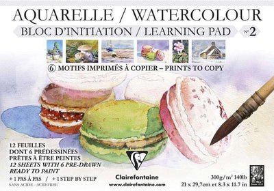 Clairefontaine Pad Clairefontaine Pre-Drawn Learning Watercolour Painting Colouring Pad 300gsm