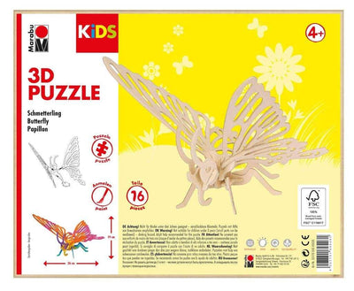 Marabu Packs and sets 3D Puzzle Age 3+ Butterfly