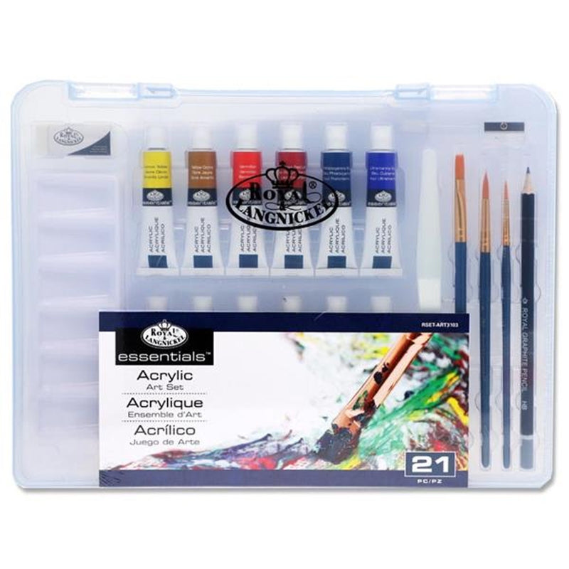 Royal & Langnickel 21 Piece Acrylic Art Set in Clearview Case