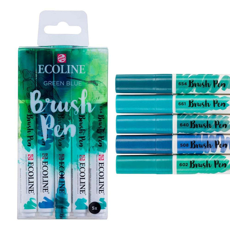 Ecoline Brush Pen Green Blue Set of 5