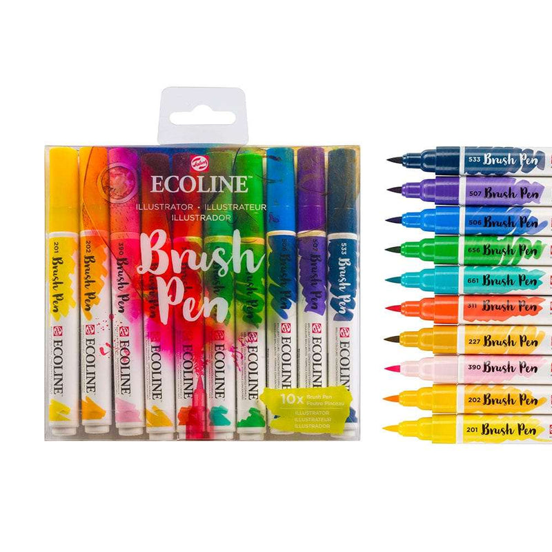 Ecoline Liquid Handlettering Watercolour Brush Pen Set of 10