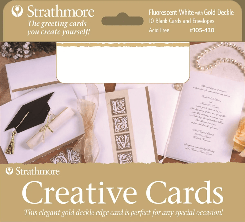 Strathmore Pack & Set Strathmore Creative Cards and Envelopes Pack of 10 Fluoro White w/- Gold Deckle