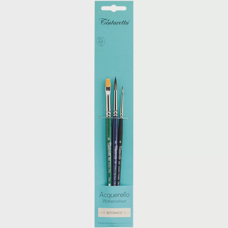 Tintoretto Watercolour Brush Set of 3 Botanical