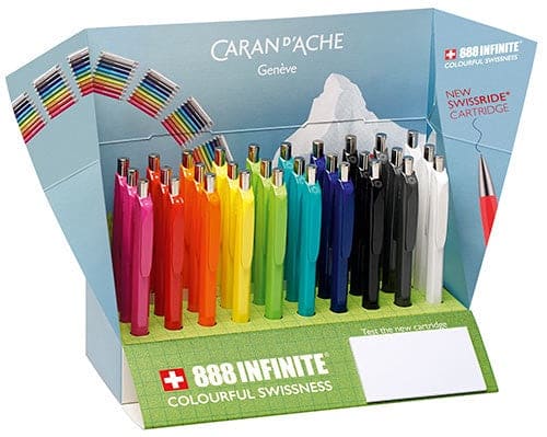 Caran D'Ache Infinite 888.280 – Penna A Sfera Rosa Rubino – 12,5 Cm – Meccanismo A Pressione – Resina Lucida