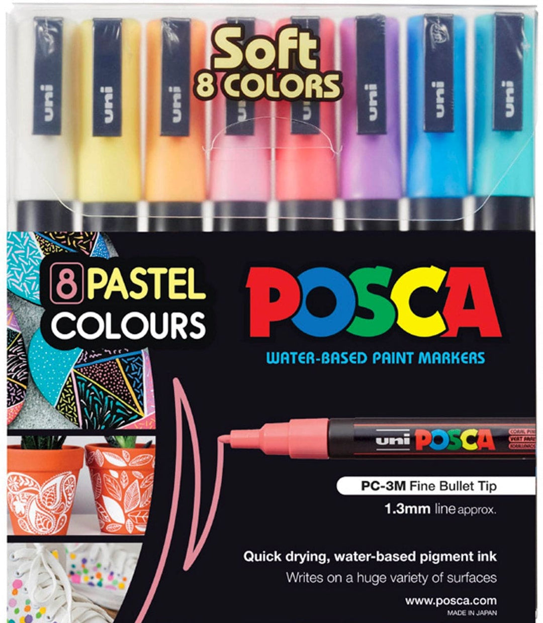 Uni POSCA Pen Set Fine Bullet Tip Pastel Colours – ArtSmart Art