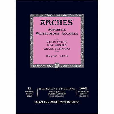Arches Watercolour paper Pads Hot Pressed 300gsm