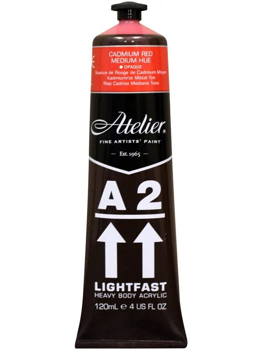 Chroma Acrylic Paint A2 Lightfast Heavy Body Acrylic 120ml Cadmium Red Medium Hue