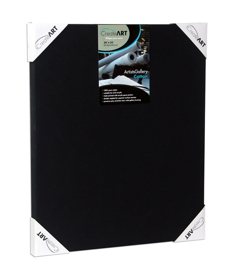CreateART Artists Gallery Cotton Canvas Black Primed 35mm 450gsm