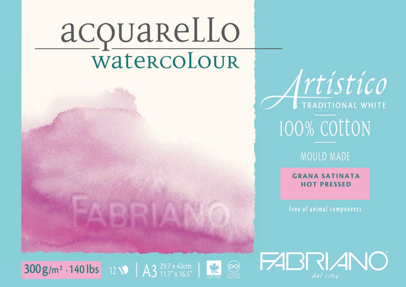 Fabriano Pad Artistico Water Colour Pads Hot Pressed 300gsm