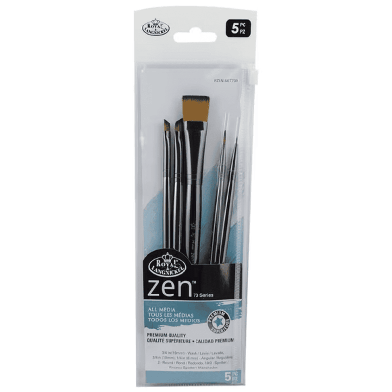 Royal & Langnickel Brush Set Zen Acrylic / Oil Long Handle Brush Set of 5