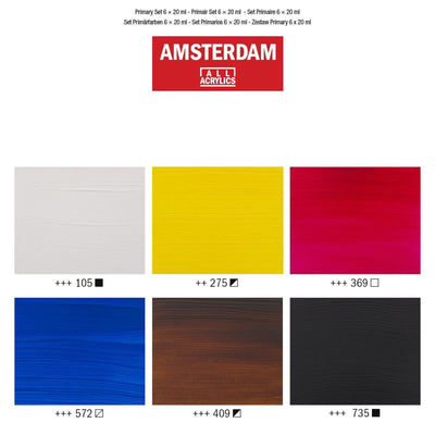 Royal Talens Acrylic Paint Amsterdam All Acrylics (6 x 20ml Tubes) Primary Selection