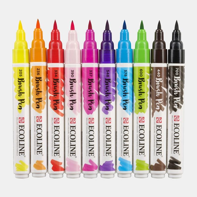 Royal Talens Watercolour Marker Ecoline Liquid Handlettering Watercolour Brush Pen Set of 10