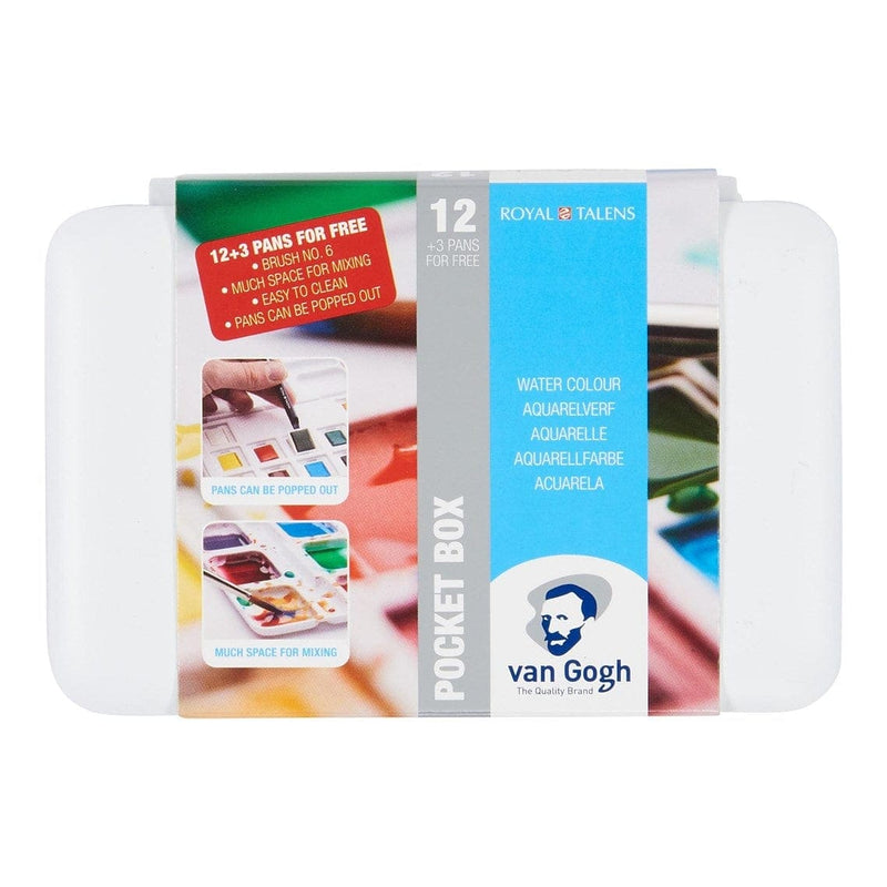 Royal Talens Watercolour Paint Van Gogh Watercolour Pocket Box 12 pans + brush