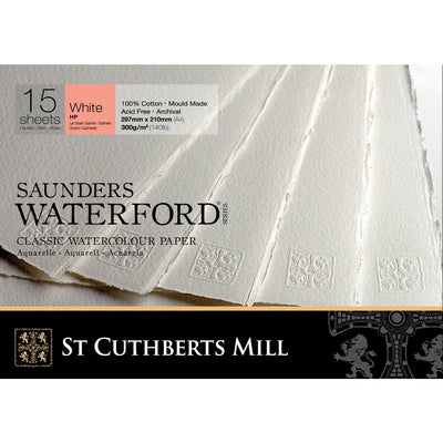 Saunders Waterford Classic Watercolour Paper Pad, Hot Pressed White 300gsm 15 Sheets